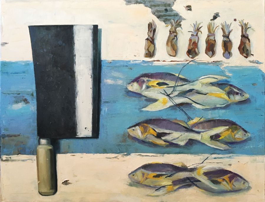 Aus der Serie "Eating with the Eyes" Nr. 1, Öl auf Leinwand, 70×90 cm, 2016