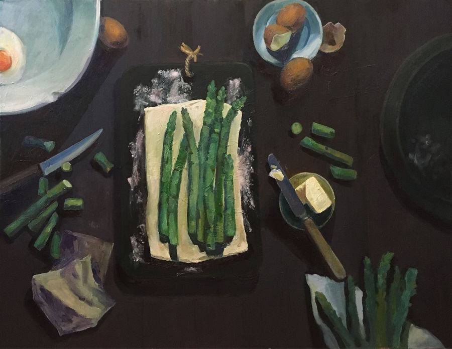 Aus der Serie "Eating with the Eyes" Nr. 2, Öl auf Leinwand, 70×90 cm, 2016