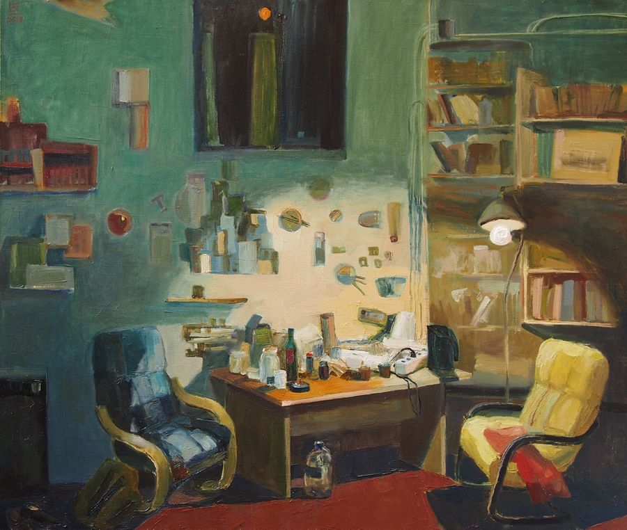 “Das Studio”, Öl auf Leinwand, 60×80 cm, 2015